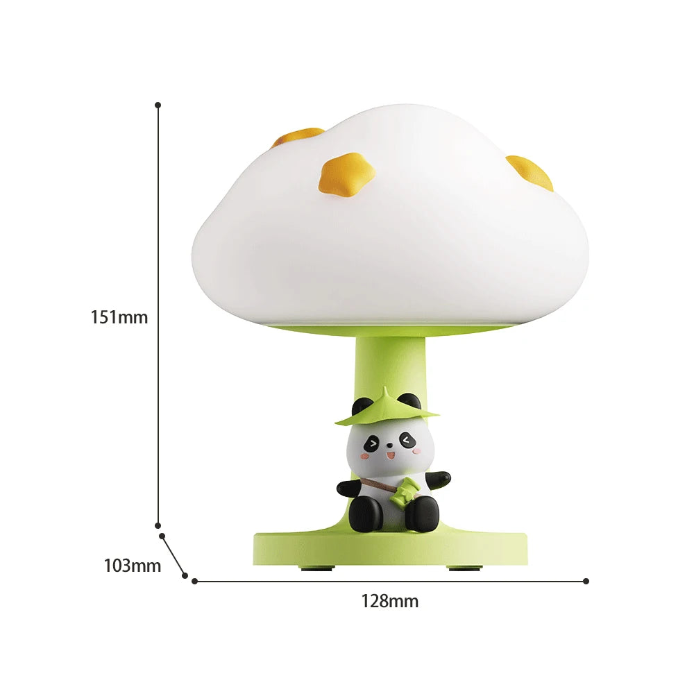 Veilleuse Nuage et Panda en Silicone en forme de Champignon