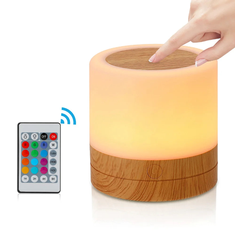 Veilleuse Bois RGB Tactile avec Télécommande