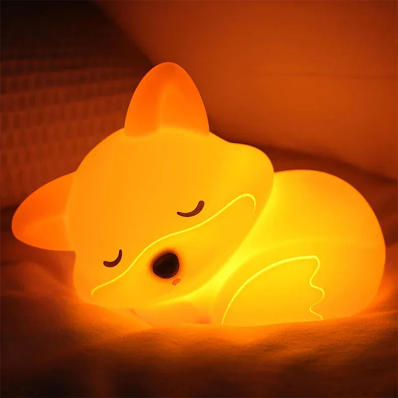 Veilleuse en Forme de Renard qui Dort Tactile pour Enfants