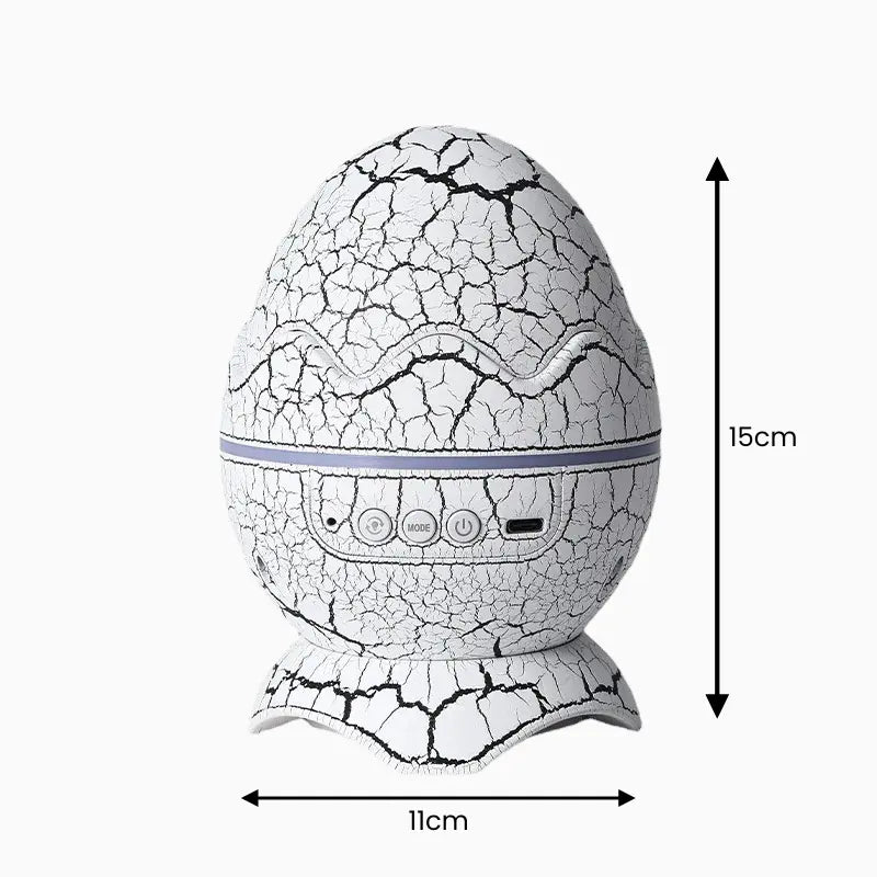 Veilleuse en Forme d'Œuf Dinosaure Projecteur Étoiles Galaxie avec Bruit Blanc et Télécommande