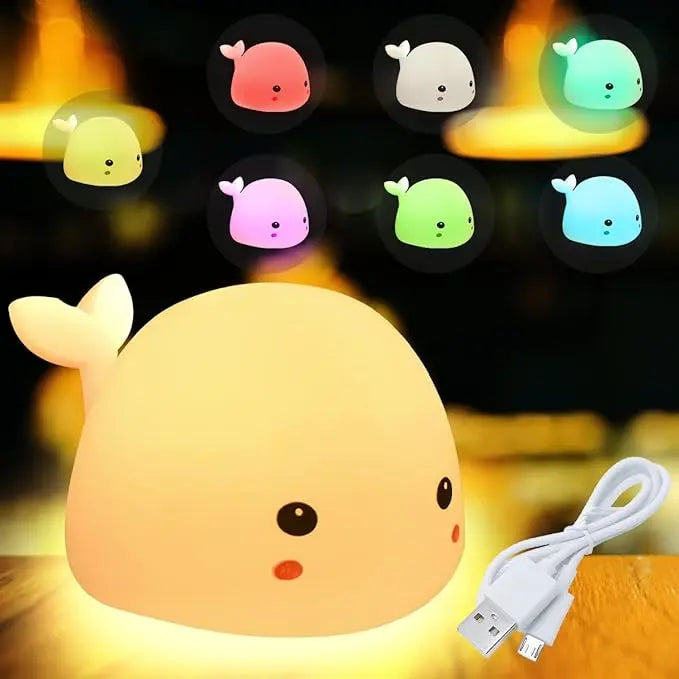 Veilleuse Baleine en Silicone et Tactile avec Minuterie