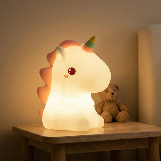 Veilleuse Licorne Mignonne en Silicone Souple et Tactile