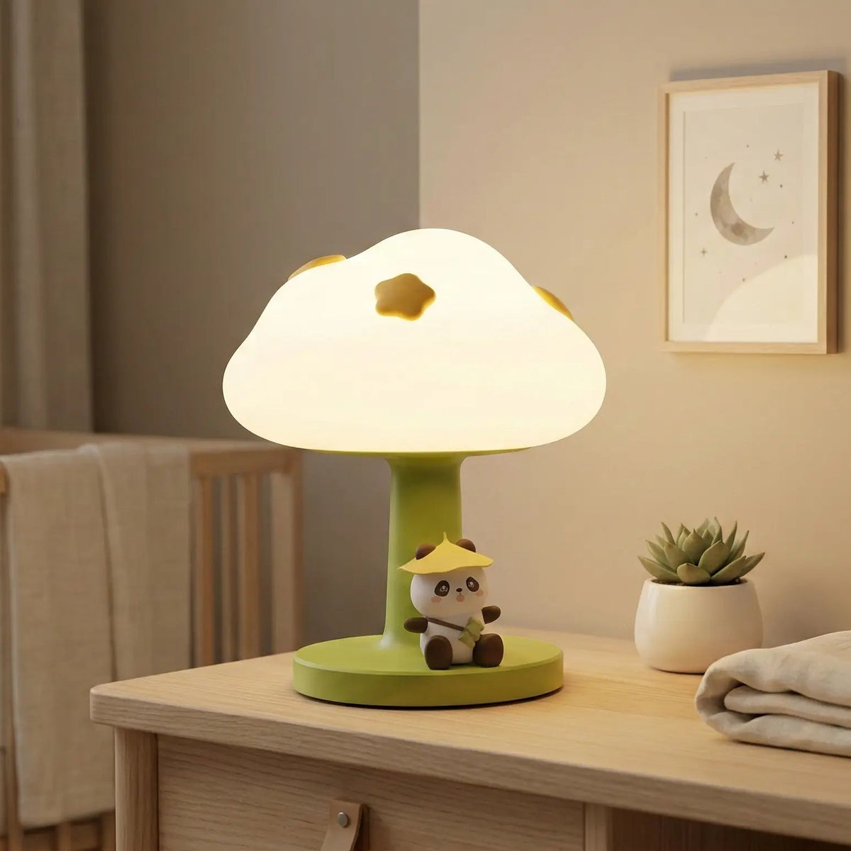 Veilleuse Nuage et Panda en Silicone en forme de Champignon