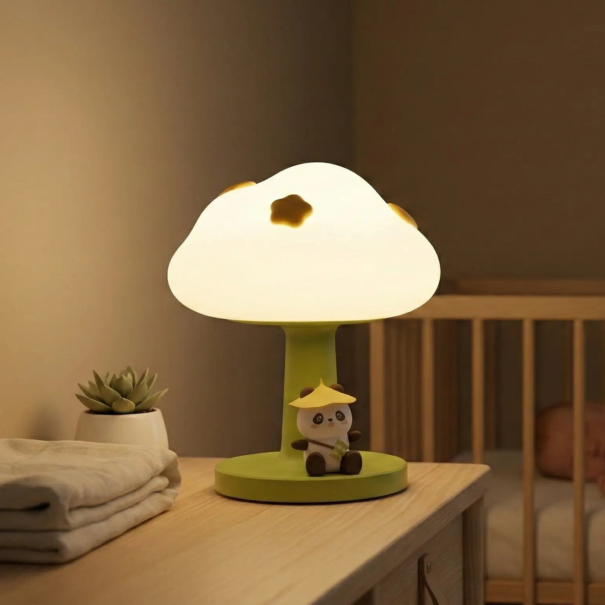 Veilleuse Nuage et Panda en Silicone en forme de Champignon