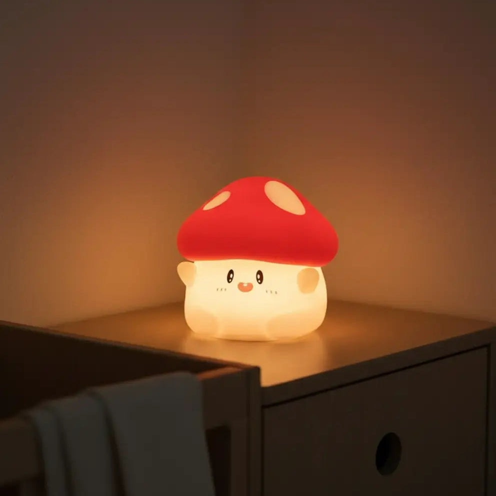Champignon Veilleuse en Silicone Doux avec Minuterie