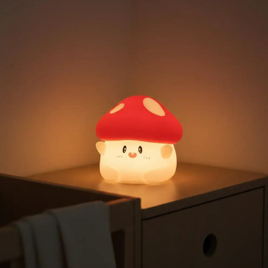 Champignon Veilleuse en Silicone Doux avec Minuterie