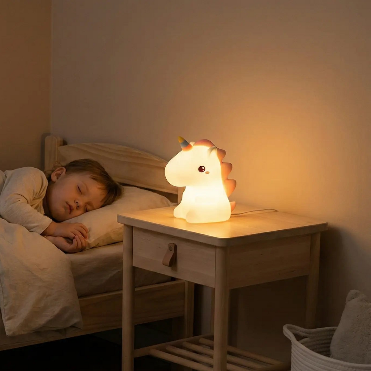 Veilleuse Licorne Mignonne en Silicone Souple et Tactile