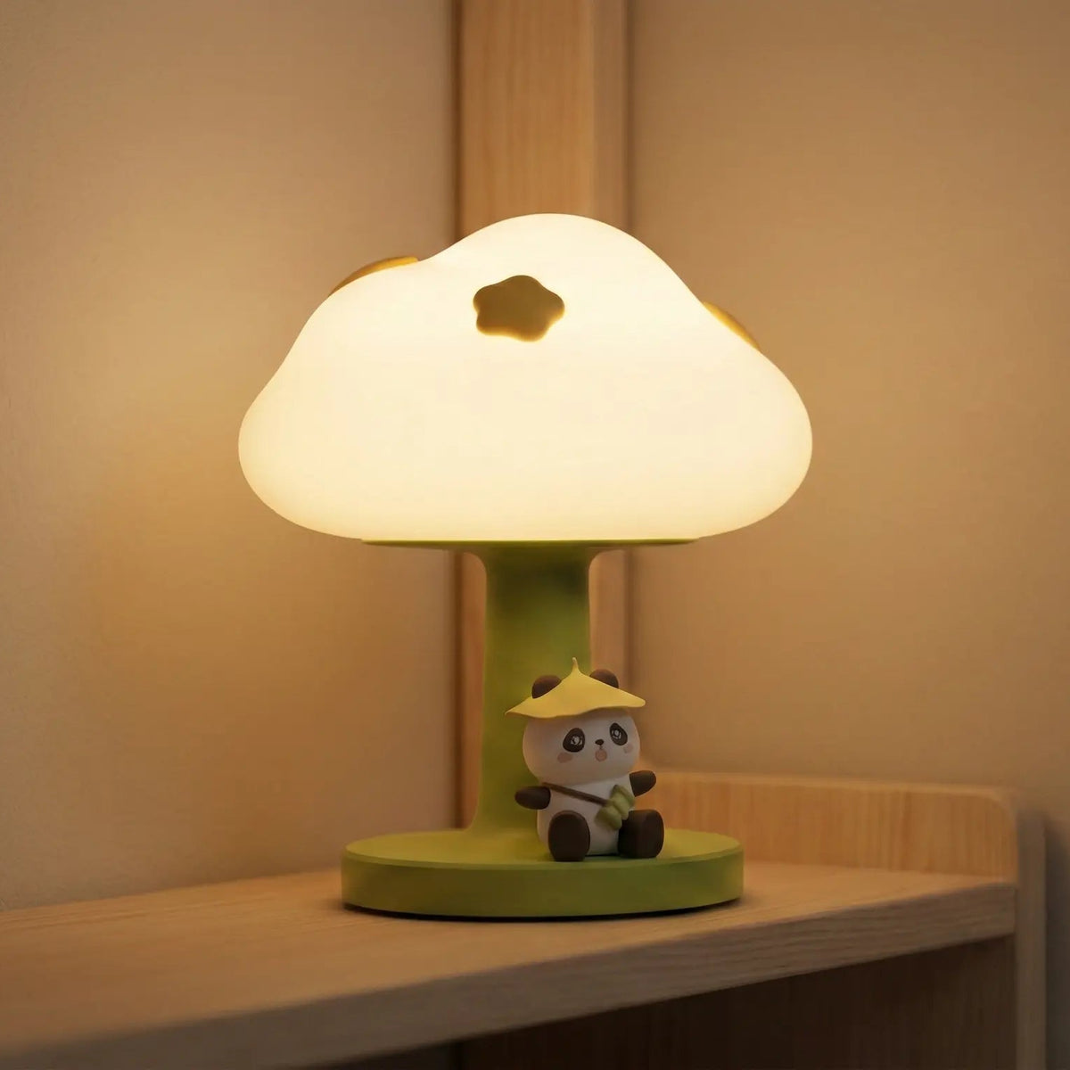 Veilleuse Nuage et Panda en Silicone en forme de Champignon