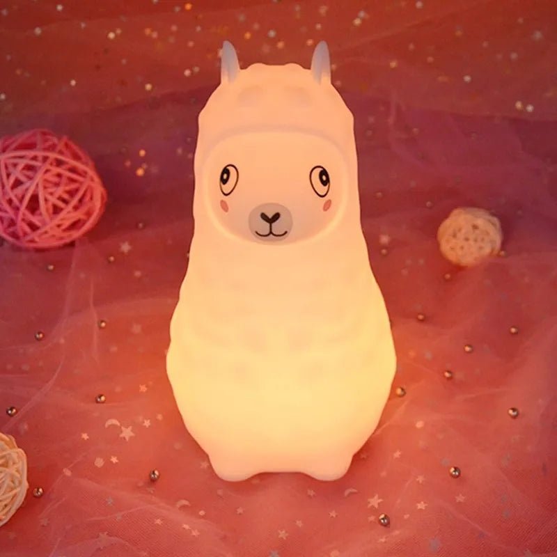 Veilleuse Alpaga Silicone Tactile Avec Télécommande Minuterie