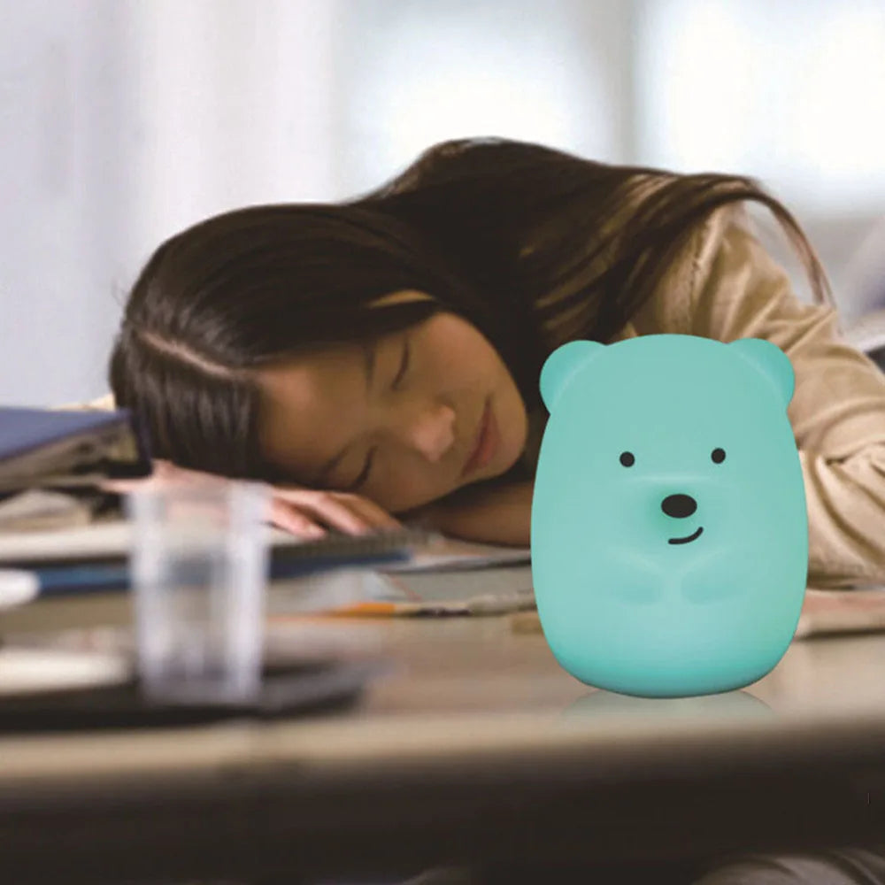 Veilleuse Ours Tactile avec Télécommande en Silicone