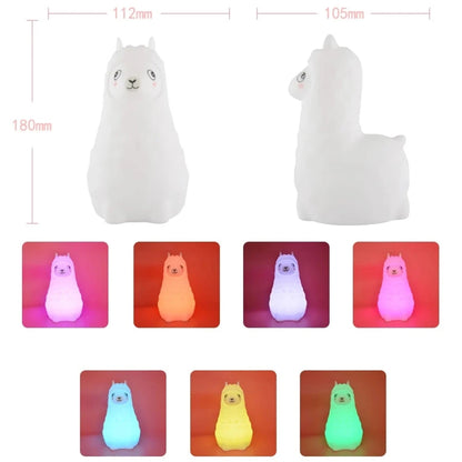 Veilleuse Alpaga Silicone Tactile Avec Télécommande Minuterie