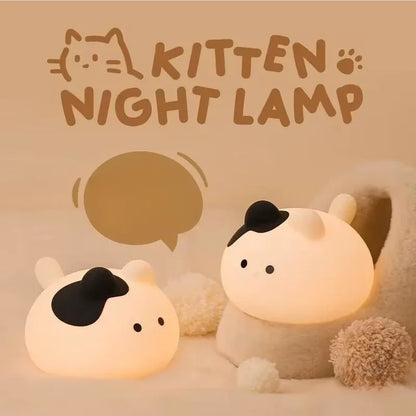 Veilleuse Chat Rond en Silicone Avec Minuteur