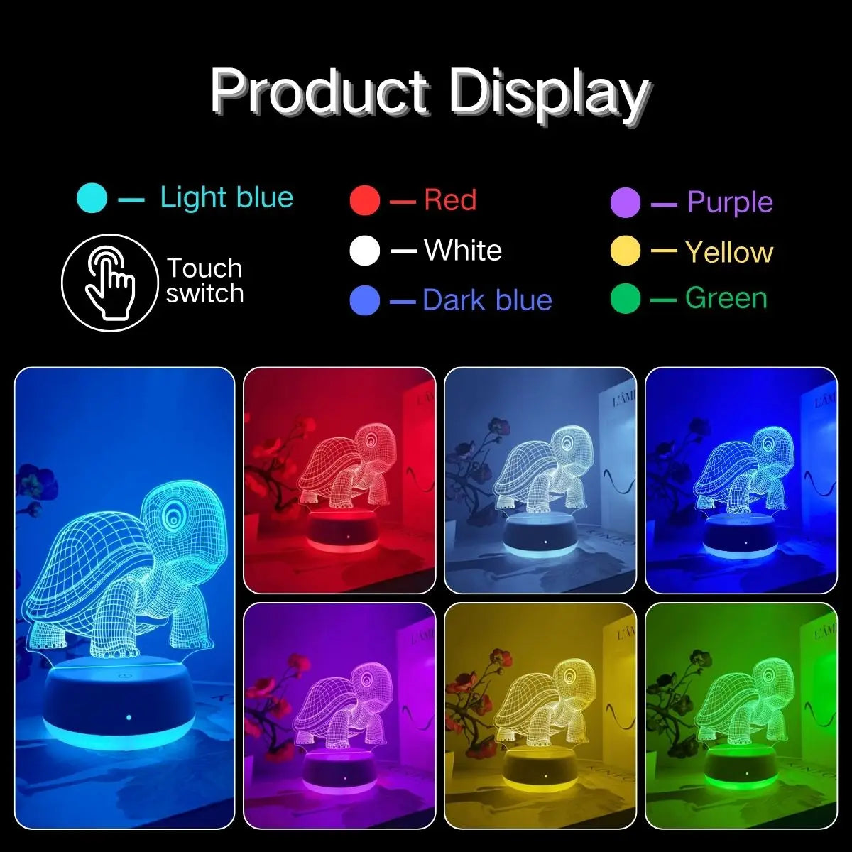 Veilleuse 3D Tortue Tactile