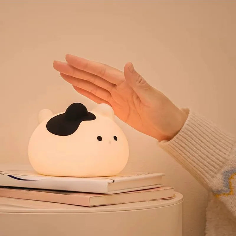 Veilleuse Chat Rond en Silicone Avec Minuteur