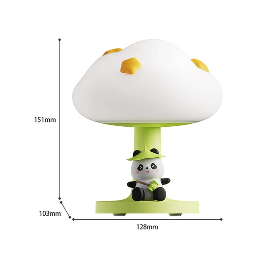 Veilleuse Nuage et Panda en Silicone en forme de Champignon