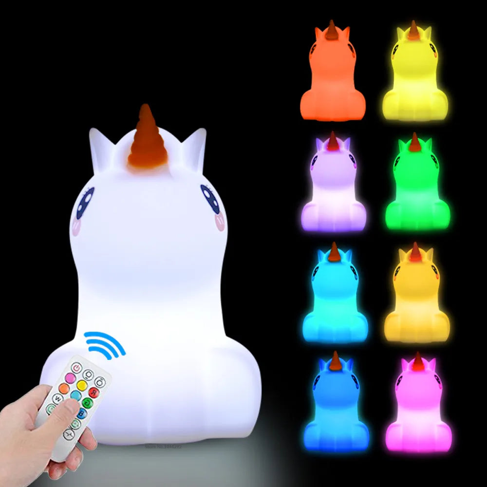 Veilleuse Licorne Capteur Tactile Avec Télécommande En Silicone