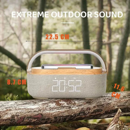 Veilleuse Réveil Radio Tactile en Bois Sans Fil Bluetooth