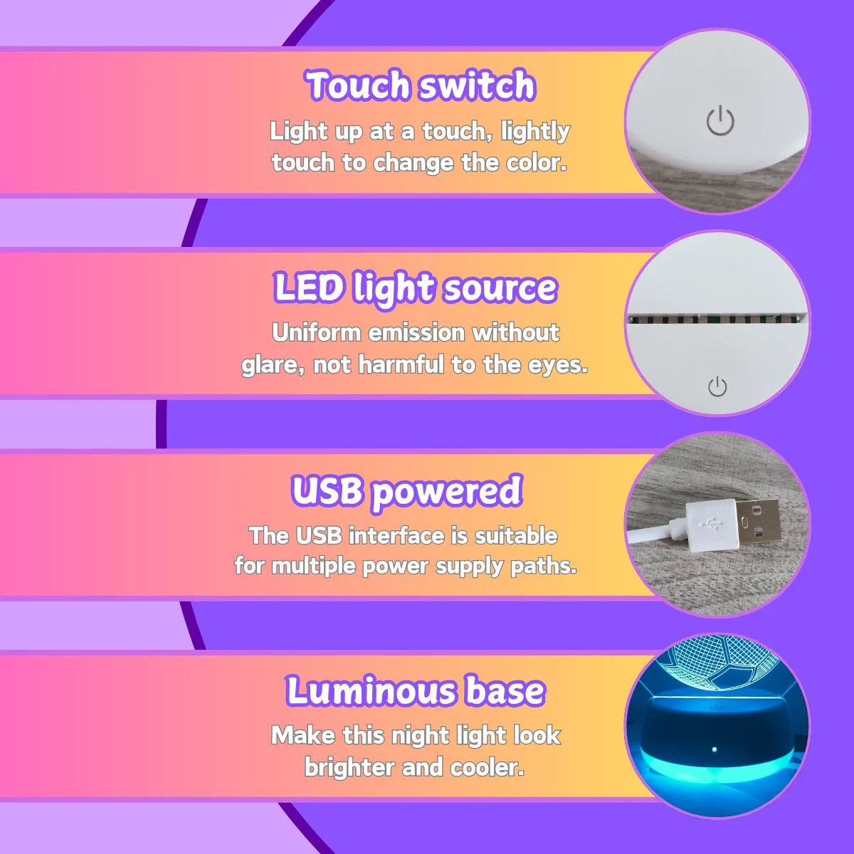 Veilleuse Dinosaure 3D Acrylique Tactile USB