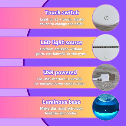 Veilleuse Dinosaure 3D Acrylique Tactile USB