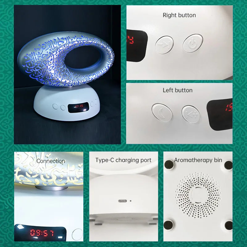 Veilleuse Horloge Azan Coranique Bluetooth Sans Fil Contrôle App