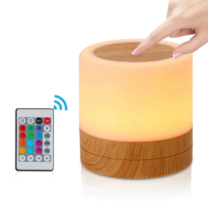 Veilleuse Bois RGB Tactile avec Télécommande