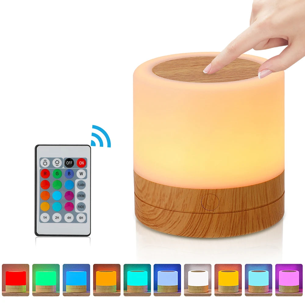Veilleuse Bois RGB Tactile avec Télécommande