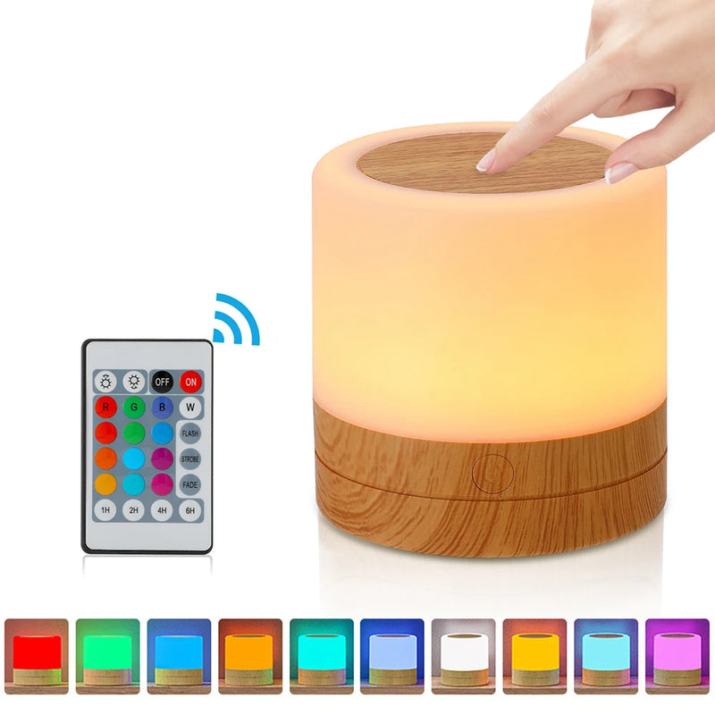 Veilleuse Bois RGB Tactile avec Télécommande