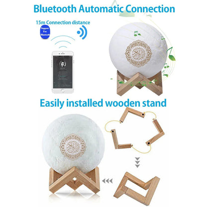 Veilleuse Lune Coranique Bluetooth Sans Fil Contrôle Tactile et Télécommande