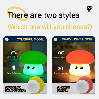 Champignon Veilleuse En Silicone Tactile