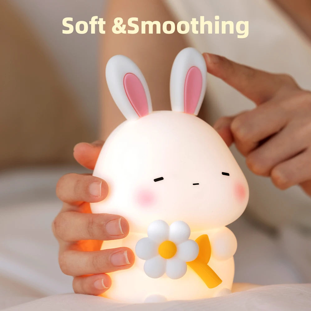 Veilleuse Lapin Bouquet en Silicone Tactile