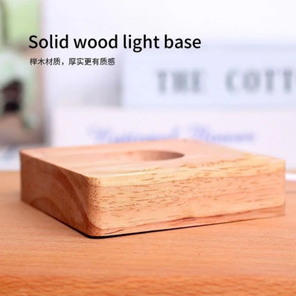 Veilleuse Stitch Pixel Cube Lumineux Socle en Bois