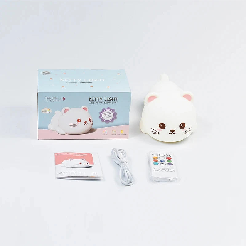 Veilleuse Chat Tactile en Silicone avec Télécommande