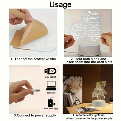 Veilleuse Ourson Cœur 3D