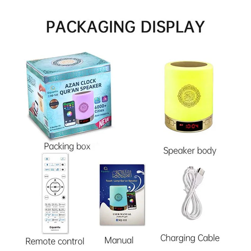 Veilleuse Enceinte Coranique Sans Fil Azan Avec Horloge Télécommande