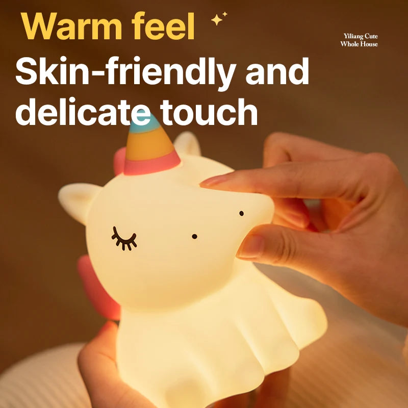 Veilleuse Licorne Rêveuse en Silicone et Tactile
