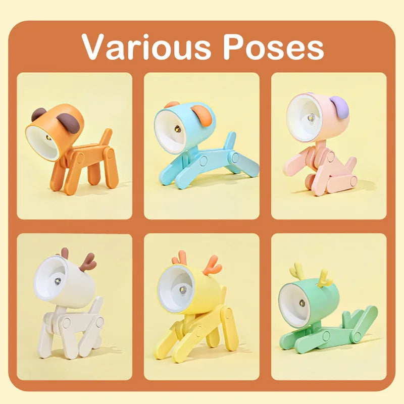 Mini-veilleuse LED pliable design chien mignon