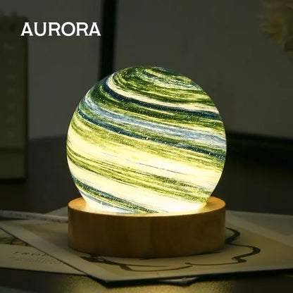 Veilleuse Planète 3D Socle en Bois