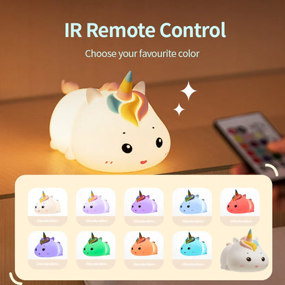 Veilleuse Licorne Télécommandée en Silicone
