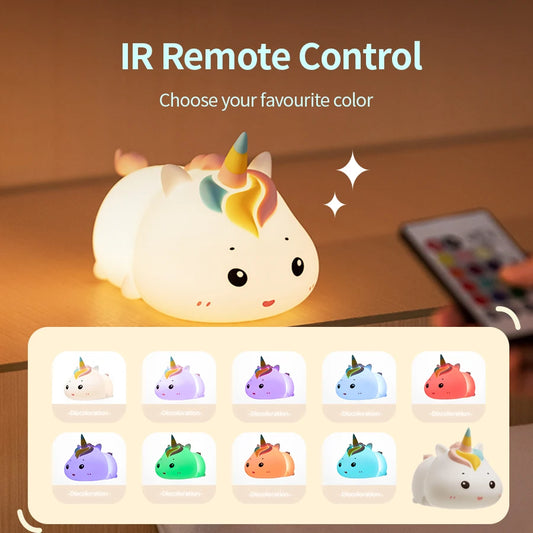 Veilleuse Licorne Télécommandée en Silicone