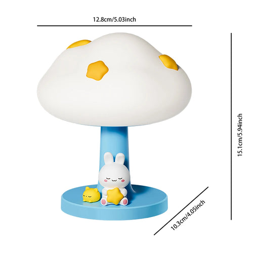 Veilleuse Nuage et Lapin en Silicone en forme de Champignon