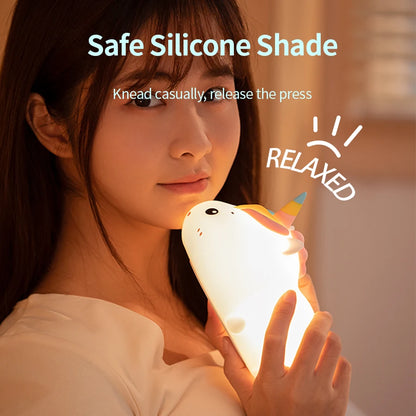 Veilleuse Licorne Allongée en Silicone Doux