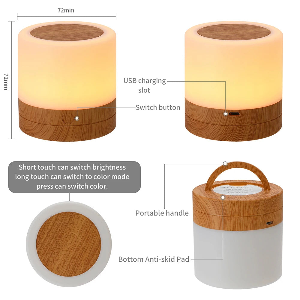 Veilleuse Bois RGB Tactile avec Télécommande