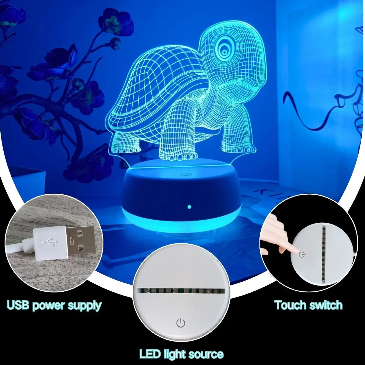 Veilleuse 3D Tortue Tactile