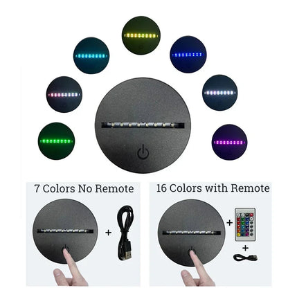 Veilleuse Chat 3D LED Acrylique avec Télécommande