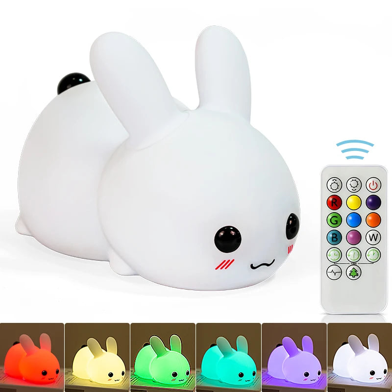 Veilleuse Lapin Tactile Et Réglable En Silicone