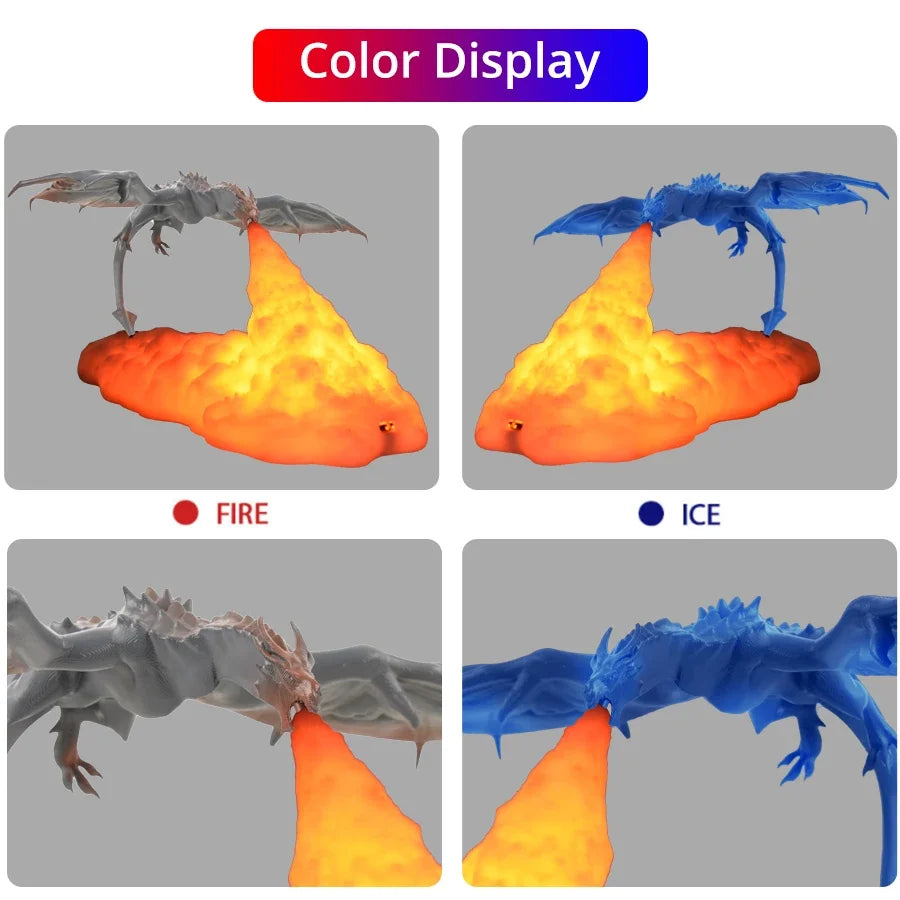 Veilleuse Imprimée en 3D en Forme de Dragon Dinosaure