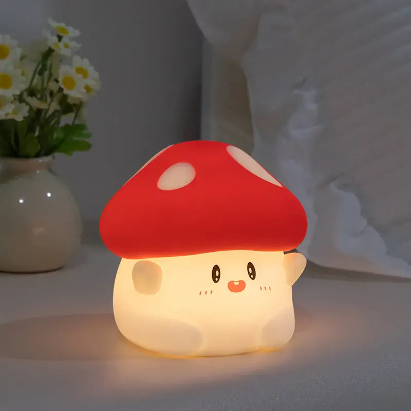 Champignon Veilleuse en Silicone Doux avec Minuterie - Idéal pour Enfants