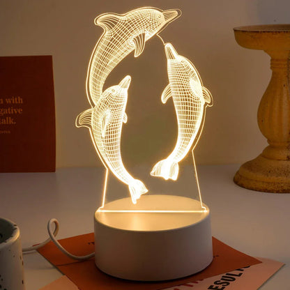 Veilleuse 3D Dauphins - Éclairez votre nuit avec style