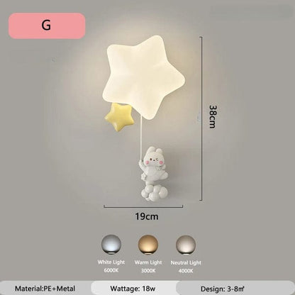 Veilleuse Applique Murale Étoile avec Animaux Mignon pour Enfants
