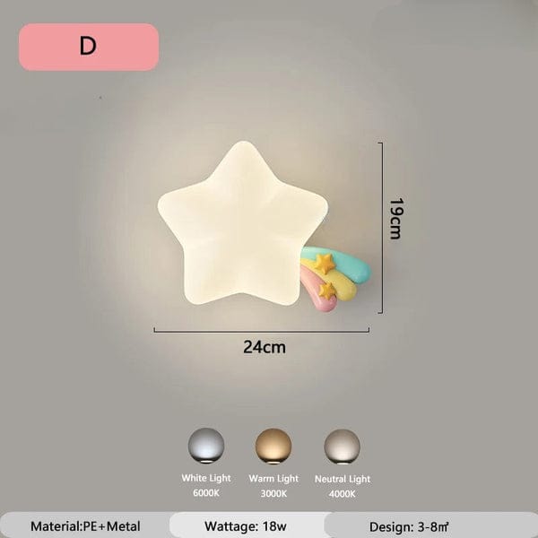 Veilleuse Applique Murale Étoile avec Animaux Mignon pour Enfants